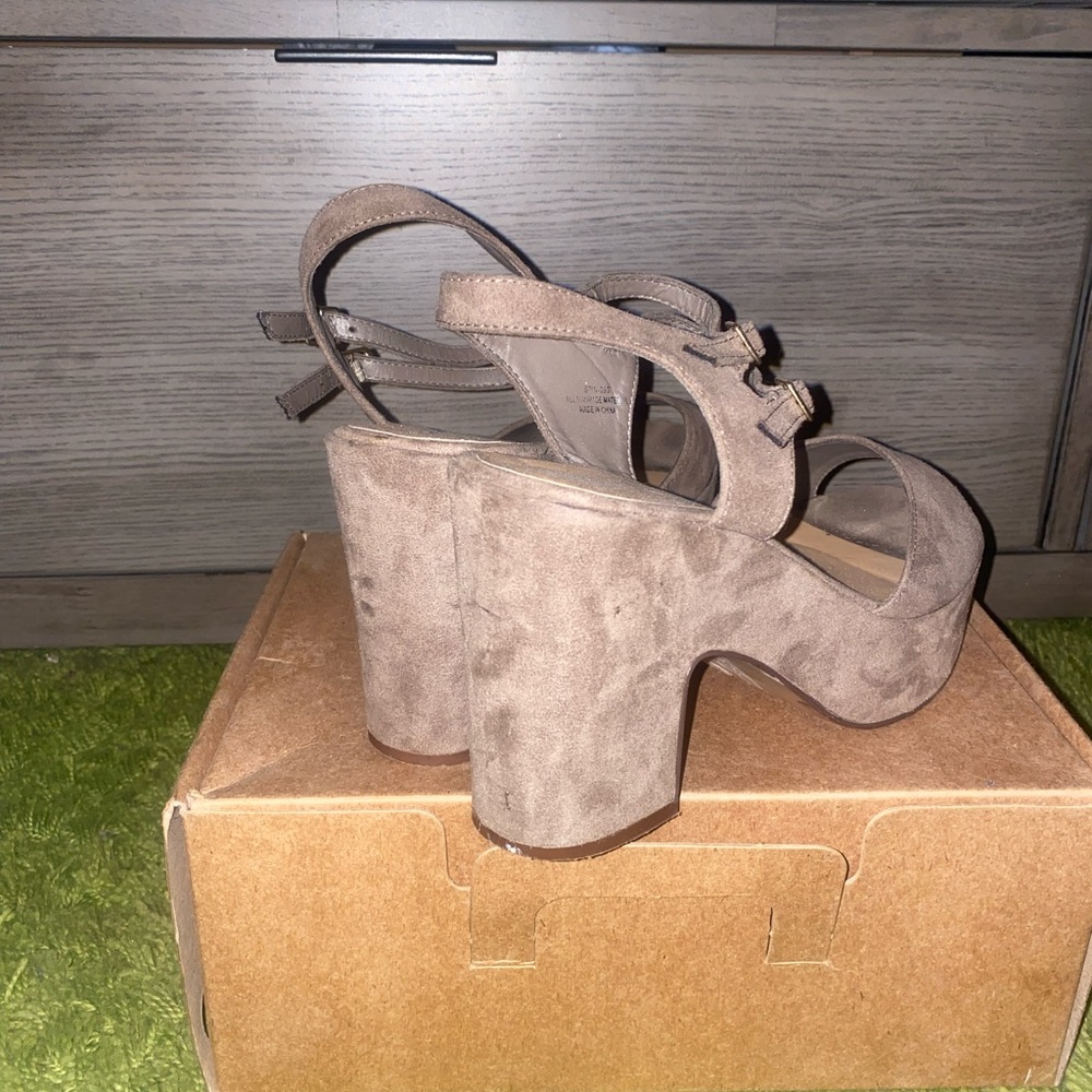 Dark olive grey chunky heel